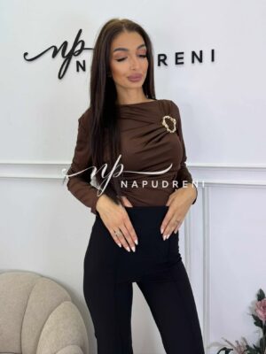 Дамска блуза ''Golden Touch'' в кафяв цвят - код BL10056