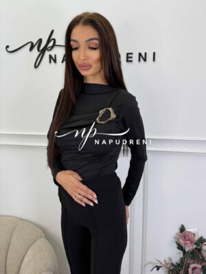 Дамска блуза ''Golden Touch'' в черен цвят - код BL10058