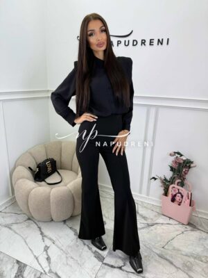 Стилна риза с подлънки в черен цвят - код G10034