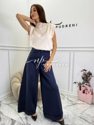 Разкроен панталон в тъмносин цвят - код Bi9972