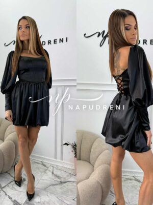 Рокля с корсет и връзки ''PLATINA'' в черен цвят - код BL10119