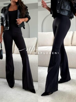 Изчистен разкроен панталон ''LEXI'' в черен цвят - G9769