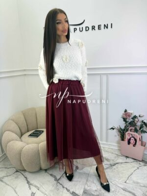 Тюлена дълга пола в цвят бордо - код G10160