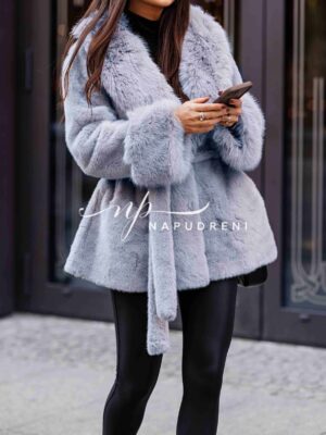 Палто "Urban Winter" с колан в сив цвят - код G10001