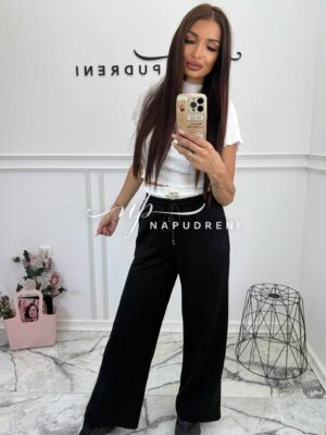 Дамски джогър с ластик в черен цвят - код Bi9908