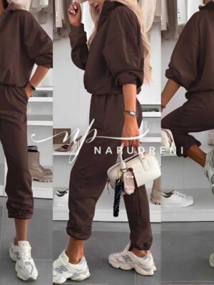 Ежедневен сет от две части в кафяв цвят - G9777