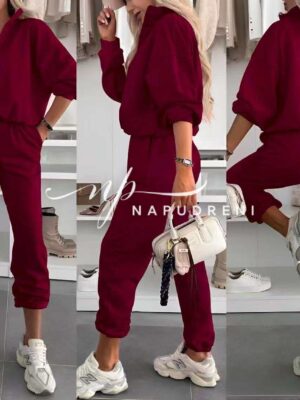 Ежедневен сет от две части в цвят бордо - G9780