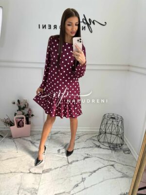 Стилна рокля ''BRENDA'' в цвят бордо - код G9889