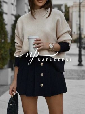 Пуловер ''Color block'' в бежов цвят - код G10152