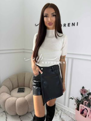 Дамска блуза с къс ръкав в бежов цвят - код G10149