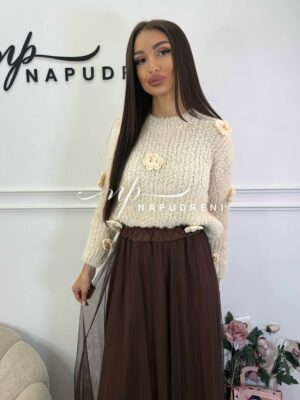 Пуловер ''Bloomy Charm'' в бежов цвят - код Bi10155