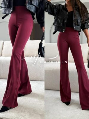 Изчистен разкроен панталон ''LEXI'' в цвят бордо - G9771