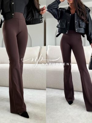 Изчистен разкроен панталон ''LEXI'' в кафяв цвят - G9770