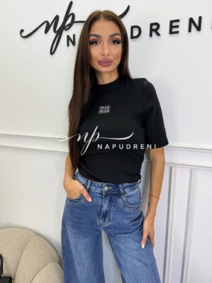 Дамска блуза рипс ''MIU'' в черен цвят - код BK10016