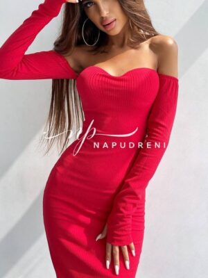 Рокля рипс по тялото в червен цвят – код SE9743