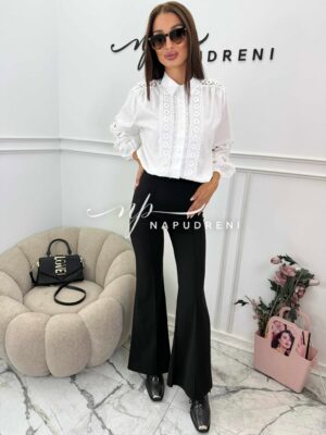 Риза ''BRITTANY'' с бродерия в бял цвят - код G10032