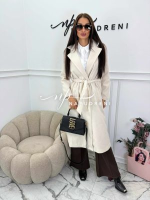 Палто с колан ''Classic Coat'' в бежов цвят - код BL10038
