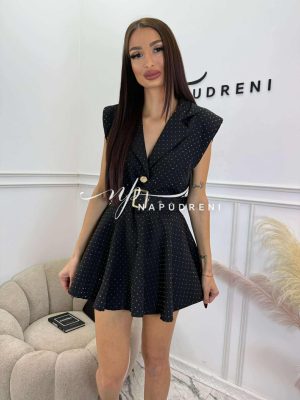 Дамски гащеризон с камъчета в черен цвят- код GA10459