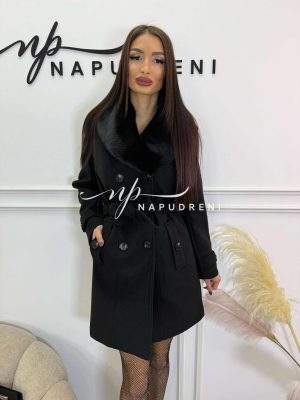 Палто “Fur Charm” в черен цвят - код BL10468