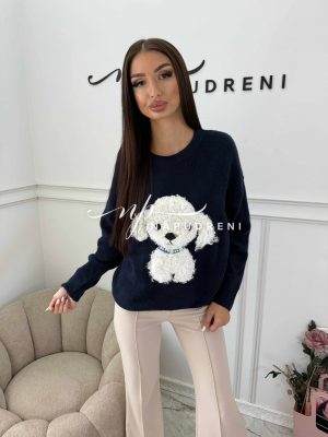 Пуловер ''TOY POODLE'' в син цвят - код Bi10239