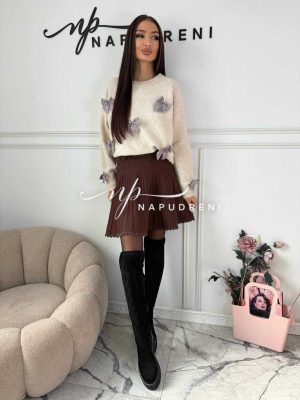 Пола от фино плетиво „MELINA“ в кафяв цвят - код Bi10245