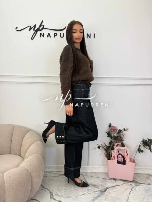 Дънки ''ELISABETTA'' с колан и златни копчета в тъмносин цвят - код Bi10255