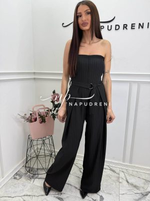 Раиран гащеризон с колан ''STRIPED'' в черен цвят - код BL10972