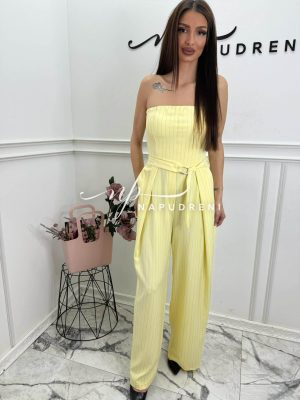 Раиран гащеризон с колан ''STRIPED'' в жълт цвят - код BL10973