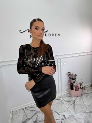 Стилно боди с дантела в бежов цвят - код BS9947