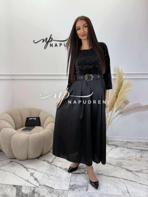 Дълга рокля ''Satin Illusion'' в черен цвят - код GG10591