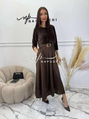 Дълга рокля ''Satin Illusion'' в кафяв цвят - код GG10592
