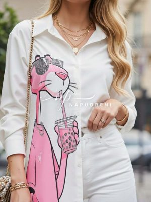 Риза ''PINK PINKO'' в бял цвят - код TA11212