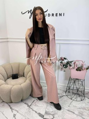 Стилен комплект райе ''RIVIERA'' в цвят пудра - код G10771