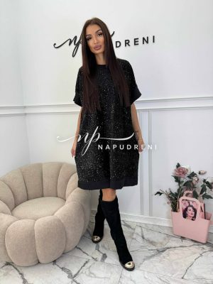 Рокля с пайети “Shine Affair” в черен цвят - код Bi10102