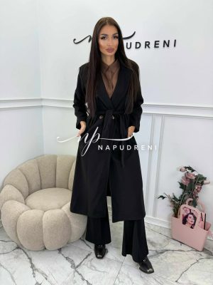 Палто с колан ''Classic Coat'' в черен цвят - код BL10036