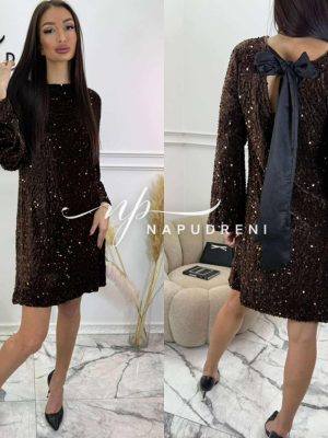 Дамска рокля ''Golden Dress'' в кафяв цвят- код BL10445