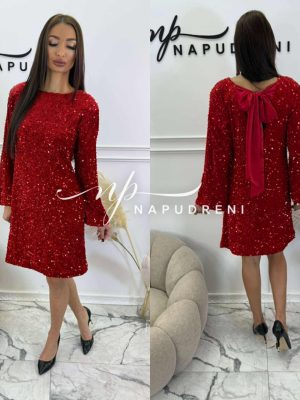 Дамска рокля ''Golden Dress'' в червен цвят- код BL10446