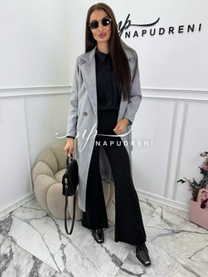 Палто с колан ''Classic Coat'' в сив цвят - код BL10037