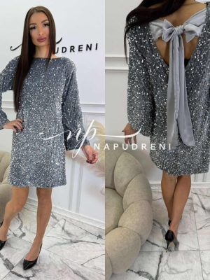Дамска рокля ''Golden Dress'' в сив цвят- код BL10447