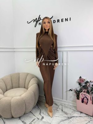 Дълга рокля ''LUCIYA'' в кафяв цвят - код BL10127