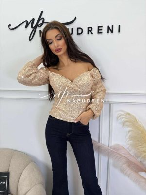 Блуза с пайети в златист цвят - код BL10349