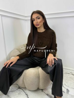 Пуловер ''Bloomy Charm'' в кафяв цвят - код Bi10159