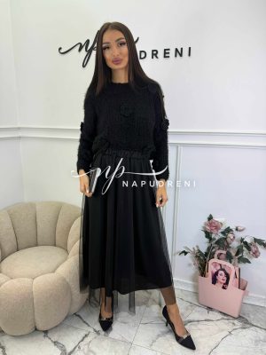 Тюлена дълга пола в черен цвят - код G10161