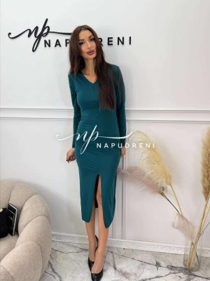 Дамска рокля ''ALINA'' в тюркоазен цвят - код 7975
