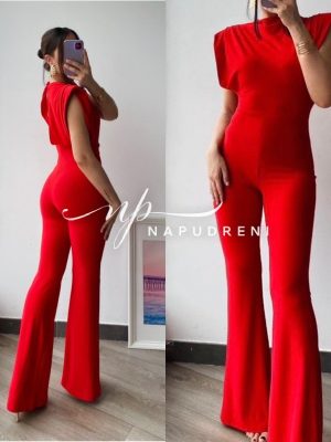 Дамски сатенен гащеризон "Lilya" в червен цвят - код 6798