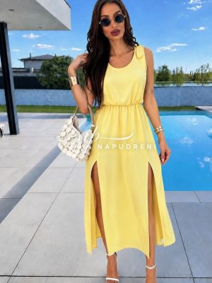 Рокля с цепки ''Summer elegance'' в жълт цвят - код G12004
