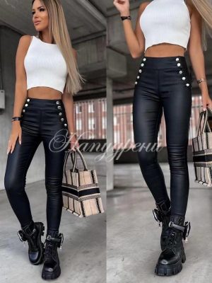 Дамски кожен клин в черен цвят - код 6010