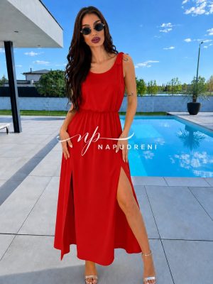 Рокля с цепки ''Summer elegance'' в червен цвят - код G12005