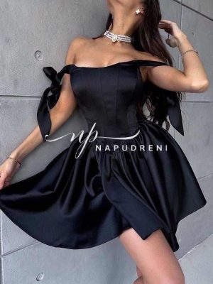 Рокля с корсет и панделки ''ONYX'' в черен цвят - код BL9492