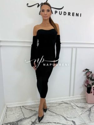 Рокля рипс по тялото в черен цвят - код SE9742